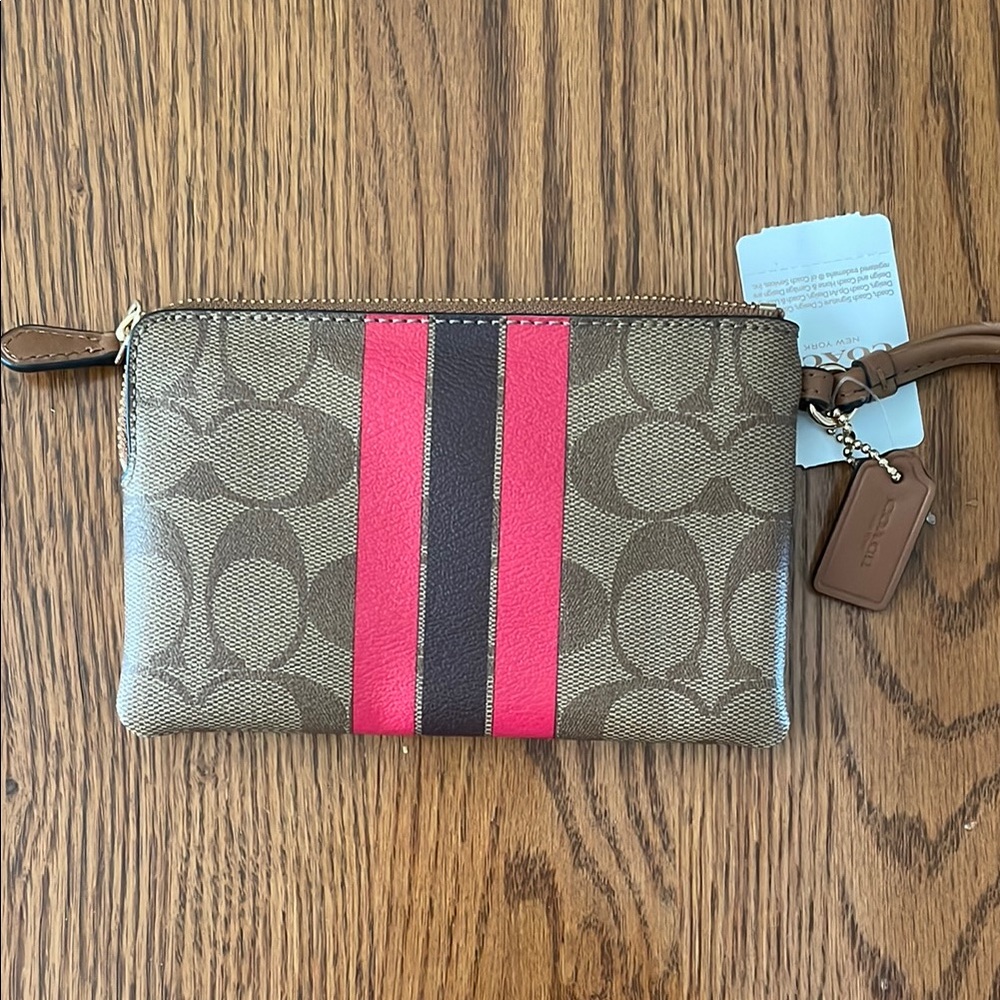 Coach Wristlet with Pink and Brown Accents-NEW - Picture 2 of 2